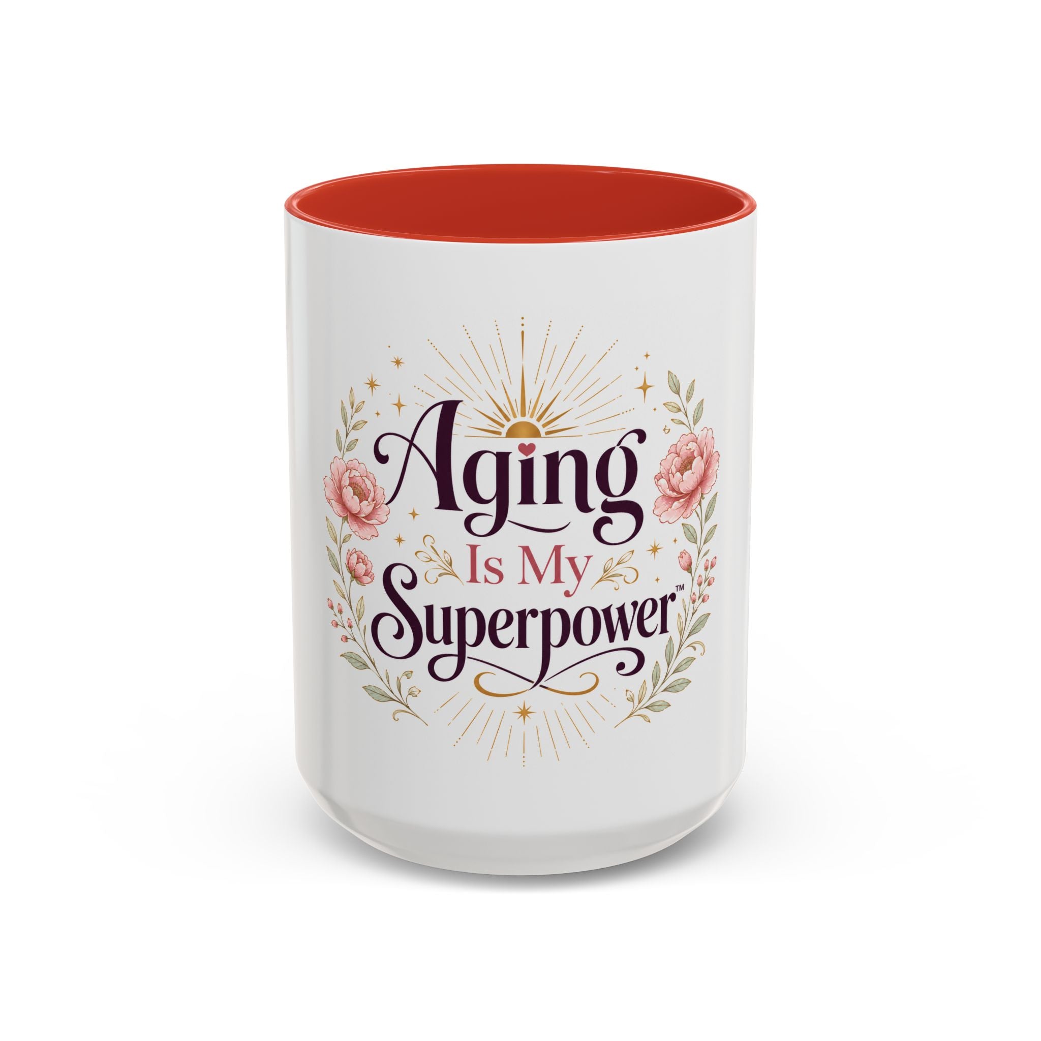Aging Is My Superpower Coffee Mug — Floral 11/15oz Accent Mug for Moms & Grandparents