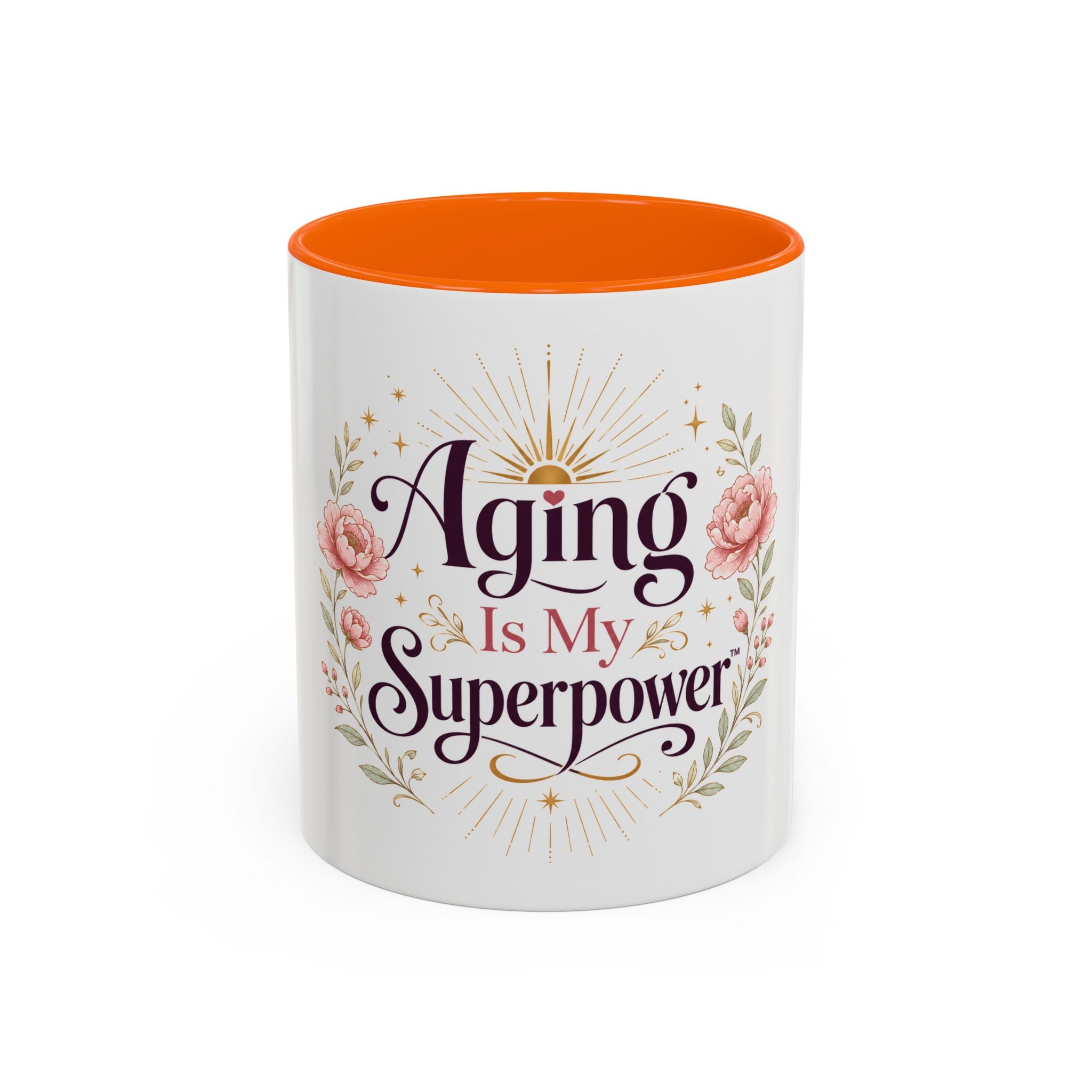 Aging Is My Superpower Coffee Mug — Floral 11/15oz Accent Mug for Moms & Grandparents